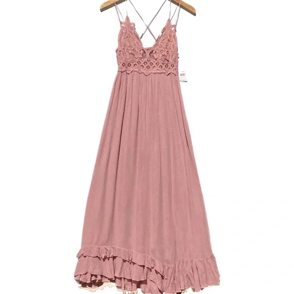 NWT FREE PEOPLE ONE Women’s Adella Maxi Dress Rose size small SOLD OUT size s - Picture 4 of 8